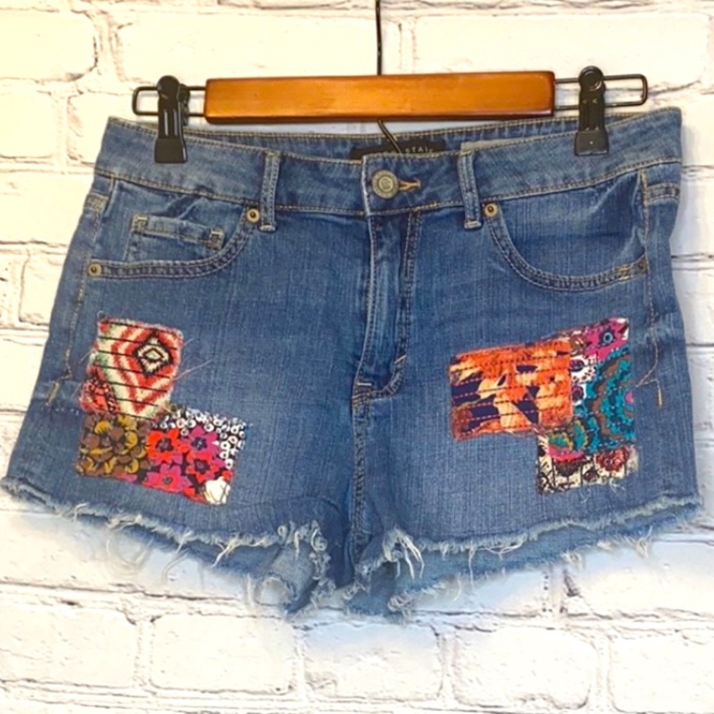 Aeropostale Patchwork High Waisted Shorty Shorts
